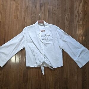 White Tie-Front Blouse